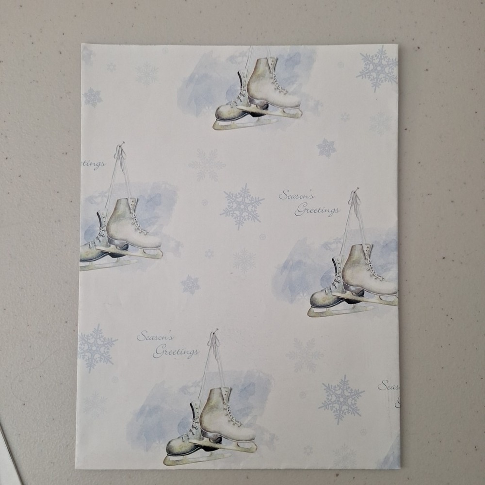 Vintage Christmas Wrapping Paper 1990s USA Olympics Holiday Ice Skater Snowflake - Picture 4 of 12
